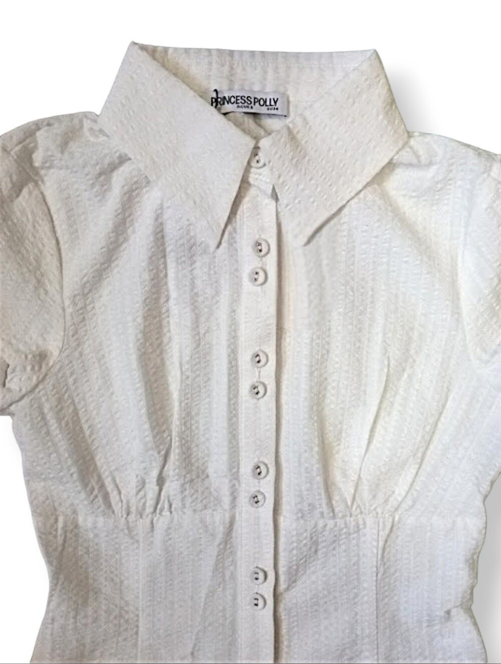 Princess Polly | Cottesloe Blouse Top Textured White | US Size 2 | NWT - Picture 7 of 10
